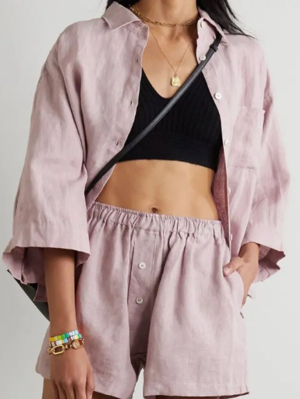 Deiji Studios Oversized Boxy the 03 Washed-Linen Shirt in Mauve